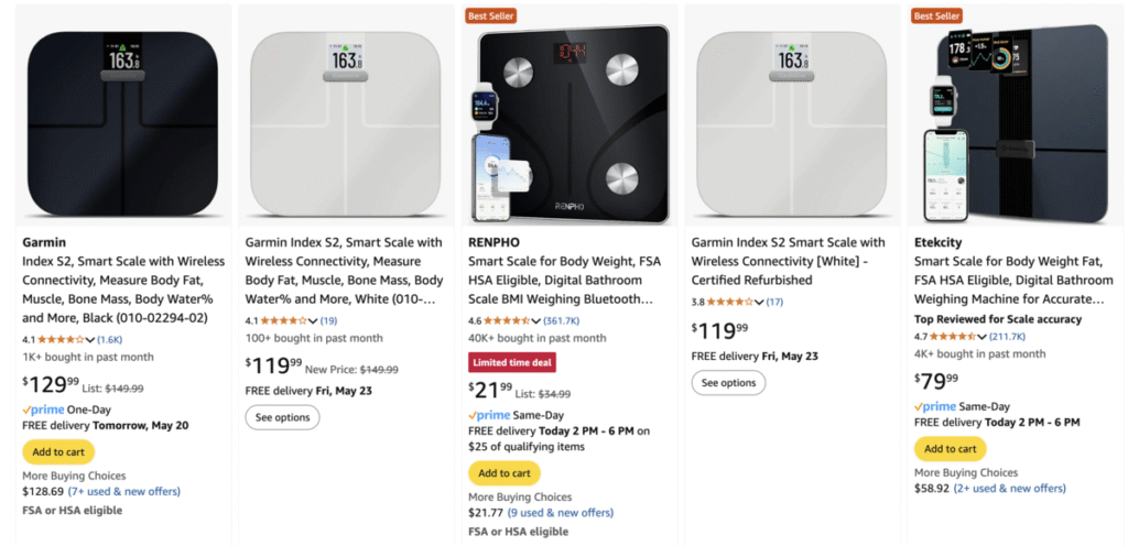 Garmin Index S2 and other smartscales